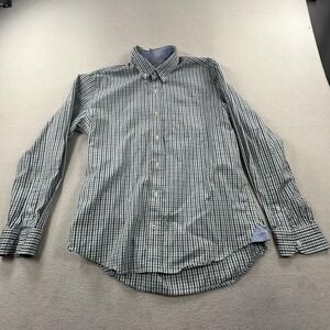 Peter Manning Shirt Mens Size 4 Medium Green Blue Gingham Long Sleeve